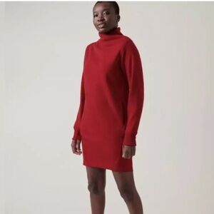 Athleta Cozy Karma Mock Neck Dress Red Size M